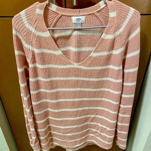 Old Navy pink and white sweater